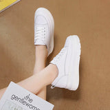 Genuine Leather Shoes Women Sneakers Height Increasing Casual White Footwear Spring Summer Thick Sole 5cm MartLion   