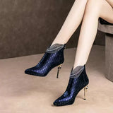 Winter Latin Jazz Dance Boots Women 8.5cm Heel Pointed Toe Salsa Tango Party Ballroom Dance Shoes MartLion   