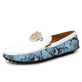 Wedding Men's Loafers Slip on Casual Shoes Breathable Driving Walking Office Moccasins Mart Lion 5-Blue 5.5 