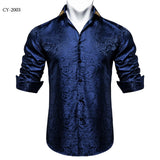 Men's Dress Shirts Black Gold Long Sleeve Formal Button-Down Collar Social Slim Fit Shirt Spring Casual Blouse MartLion   