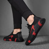 Casual Sneakers Men's Trendy Shoes Mesh  Korean Running Mart Lion E01 Black and Red Co 39 
