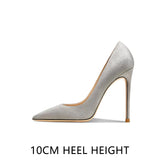 Pointed Shallow Mouth Suede Ultra-Thin High Heels 10cm Pumps Banquet Ladies Women's Shoes MartLion Light Gray 10CM 44 CHINA