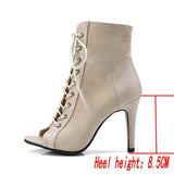 Women Dance Shoes Comfort Light Sandals High Heels Open Toe Gladiator Dancing Boots Woman's Mart Lion Beige-8.5CM 37 China