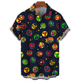 Mask Print Men's Shirt Summer Short Sleeve Shirt Casual Hawaiian Shirt For Men Loose Clothing Mexican Wrestling MartLion