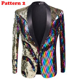 Stylish Vertical Striped Sequin Blazer Jacket Men's Shawl Lapel One Button Glitter Blazers Wedding Party Dinner Homme MartLion