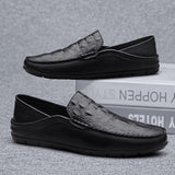 Crocodile Print Men's Moccasins Slip Loafers Flats Casual Footwear Genuine Leather Shoes Mart Lion   