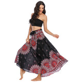 Summer Long Skirts Women Bottom Vintage Two Way Wear Beach Dress MartLion S00801-black One Size 