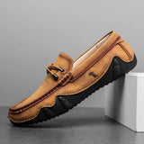 Leather Casual Shoes Men's Summer Loafers Driving Slip Moccasins Dress Sneakers MartLion Brown 46 
