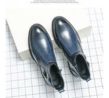 British Style Green Boots Men's Leather High Top Dress Shoes Platform Boots With Zipper Zapatos De Vestir MartLion   