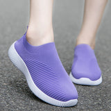 Women Vulcanized Shoes Women Sneakers Slip On Flats Loafers Walking zapatos para correr Mart Lion Purple 35 
