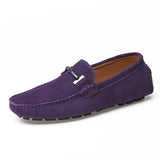 Handmade Genuine Leather Men's Loafers Casual Shoes Boat Shoes Driving Walking Casual Loafers Mart Lion Purple 42 