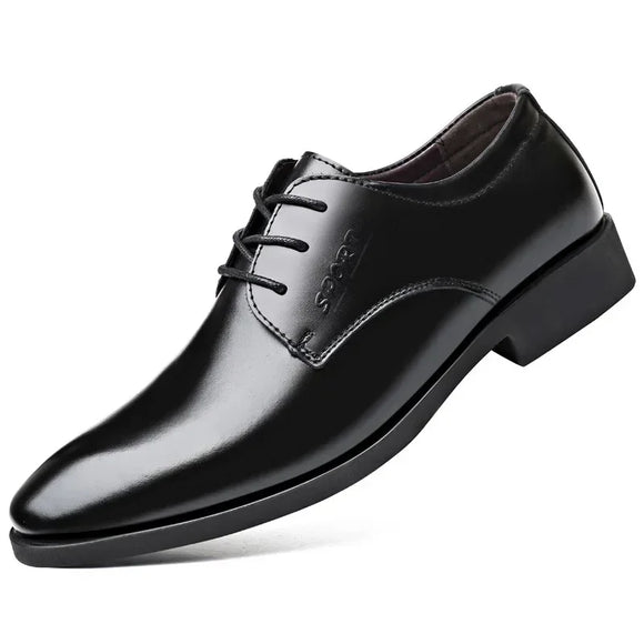 Men's Dress Shoes Gentleman Formal in Black Leather Luxury Brand Loafers Pointed Toe Sss MartLion   