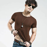 Men's T Shirt 10 colors Fitness V neck Clothing Tops Tees MartLion O Coffee S 