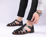 Men's Leather Sandals Trendy Summer Roman Shoes Casual Soft Beach Footwear Flats Mart Lion   