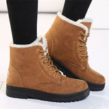 Women Boots Warm Fur Ankle Boots For Women Winter Shoes With Snow Boots Winter Botas MartLion Khaki 35 