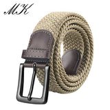 Canvas Belts  Men's Metal Pin Buckle Military Tactical Strap Elastic Belt MartLion gunkhaki 110cm 