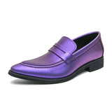 Glitter Leather Dress Shoes Men's Pointed Toe Slip-on Wedding Party Shoes Social Footwear MartLion purple 271 38 CHINA