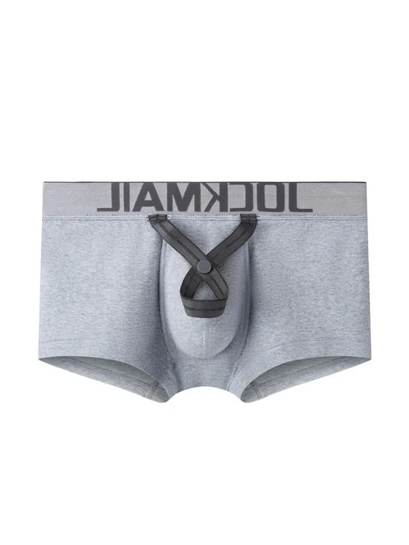 Ring Design Men's Underwear Cotton Boxer Briefs Low Waist Sports Swim Trunks Gym Shorts Underpants MartLion 456gray XL 