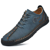 Handmade Leather Men's Shoes Casual Leather Loafers Moccasins Driving Mart Lion Blue 38(24.0CM) 
