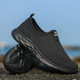 Men's Casual Shoes Slip On Sneakers Walking Mesh Classic Zapatillas Hombre Breathable MartLion black 35 