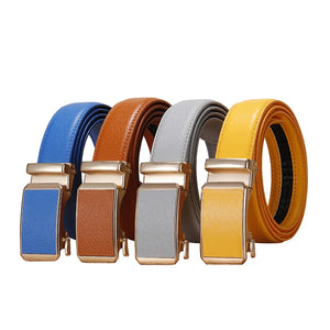 Golden Automatic Buckle Belt Men's and Women Universal Casual Red Blue Green Black White Female Waistband MartLion   