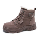 Warm Women's Boots Outdoor Work Shoes Casual Anti-slip Snow Trendy Casual Footwear Walking MartLion brown 35 