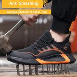 anti puncture Summer breathable work sneakers with iron toe anti-slip work shoes anti smashing light weight safety men's MartLion   