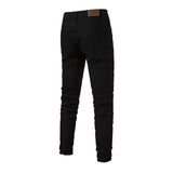 Jeans Men's Solid Color Slim Fit Straight Trousers Cotton Casual Wear Denim Jeans Pants MartLion   