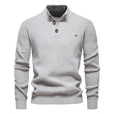 Zipper Mock Neck Pullover Sweaters for Men Warm Winter Cotton Knitted Men's Sweaters MartLion SW833-LightGrey EUR M 70-80kg 