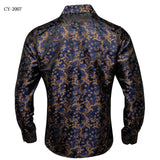 Men's Dress Shirts Black Gold Long Sleeve Formal Button-Down Collar Social Slim Fit Shirt Spring Casual Blouse MartLion   