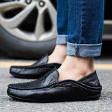 Genuine Leather Men's Casual Shoes Luxury Brand Loafers Moccasins Light Breathable Slip on Boat Zapatos Hombre Mart Lion   