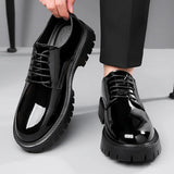 Style Youth Round Toe British Style Low Heeled Lace Up Casual  Leather Shoes for Men MartLion   