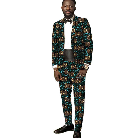 Tailored Made Men's With Pants For Wedding Print Suit Party Wear MartLion 2 S 