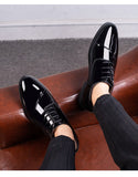 Men's Dress Shoes Luxury Oxford Leather Breathable Rubber Dress Office Wedding Flats Footwear Mart Lion   