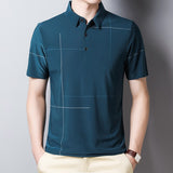 Summer Short Sleeve T-shirt Men's Casual Slim Fit Turn-down Collar Print Homme Mart Lion green M 50-60 KG 