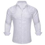 Elegant Men's Shirts Silk Long Sleeve Blue Flower Slim Fit Casual Lapel Tops Breathable Single Breasted Barry Wang MartLion   