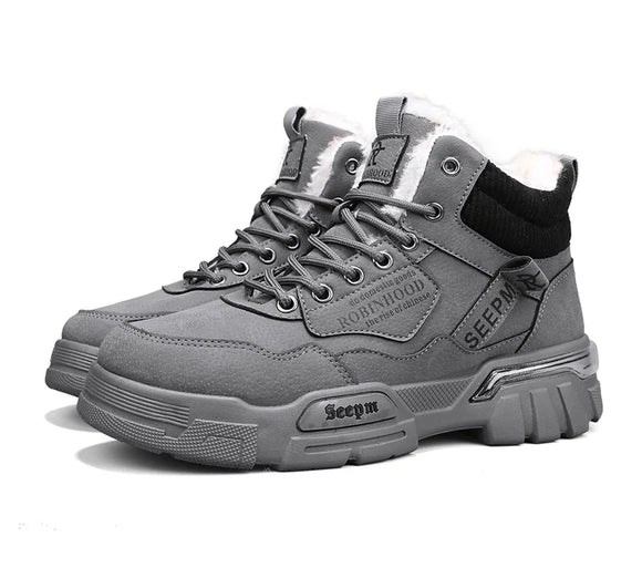 Snow Boots Warm Fur Mens Shoes Winter Casual Outdoor Platform Hiking Designer Ankle Cowboy Leather Sneakers MartLion