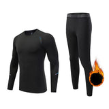  Winter Fleece Thermal underwear Suit Men's Fitness clothing Long shirt Leggings Warm Base layer Sport suit Compression Sportswear MartLion - Mart Lion