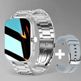 Straps Smart Watch Women Men's Smartwatch Square Dial Call BT Music Smartclock For Android IOS Fitness Tracker Trosmart Brand MartLion steel silver  