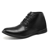 Classic High-top Men's White Shoes Pointed Toe Derby Shoes Men Lace-up Casual Leather Formal MartLion black D08 39 CHINA