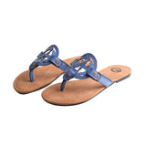 Summer Women's Sandals Genuine Leather Anti Slip Herringbone Slippers For External Wear MartLion Blue 10 