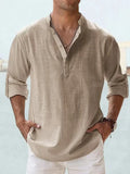 Cotton Linen Shirts for Men Casual Shirts Lightweight Long Sleeve Henley Beach Shirt Shirt Men MartLion   