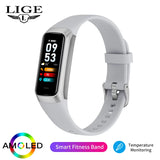 LIGE Women Smart Watch Sport Fitness Watch Waterproof Body Temperature Heart Rate Monitor Smartwatch Men's Bracele For Android iOS MartLion Grey  