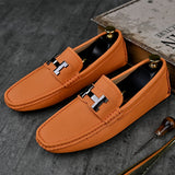 Men's Penny Loafers Genuine Leather Moccasin Driving Shoes Casual Slip On Flats Boat Mart Lion   