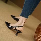 Women's Hollow Sandals Stiletto Heels Pointed Toe Slant Heels High Heels Party Banquet Wedding MartLion   