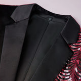 Men's Stylish Wave Striped Patchwork Dress Slim Fit One Button Shiny Suit Jacket Wedding Party Dinner Tuxedo Hombre blazers MartLion   