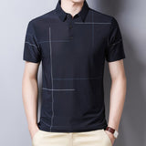 Summer Short Sleeve T-shirt Men's Casual Slim Fit Turn-down Collar Print Homme Mart Lion blue M 50-60 KG 