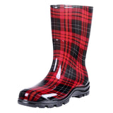 Summer Women's Rain Boots Waterproof Outdoor Work Anti-Slip Home Soft Rubber Shoes MartLion Plaid Red 41 CHINA