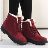 Women Boots Warm Fur Ankle Boots For Women Winter Shoes With Snow Boots Winter Botas MartLion Red 36 