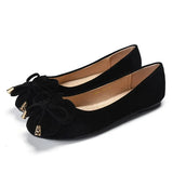 spring autumn sweet bow knot flats women flower appliques moccasins ballet flats single shoes MartLion Black 43 